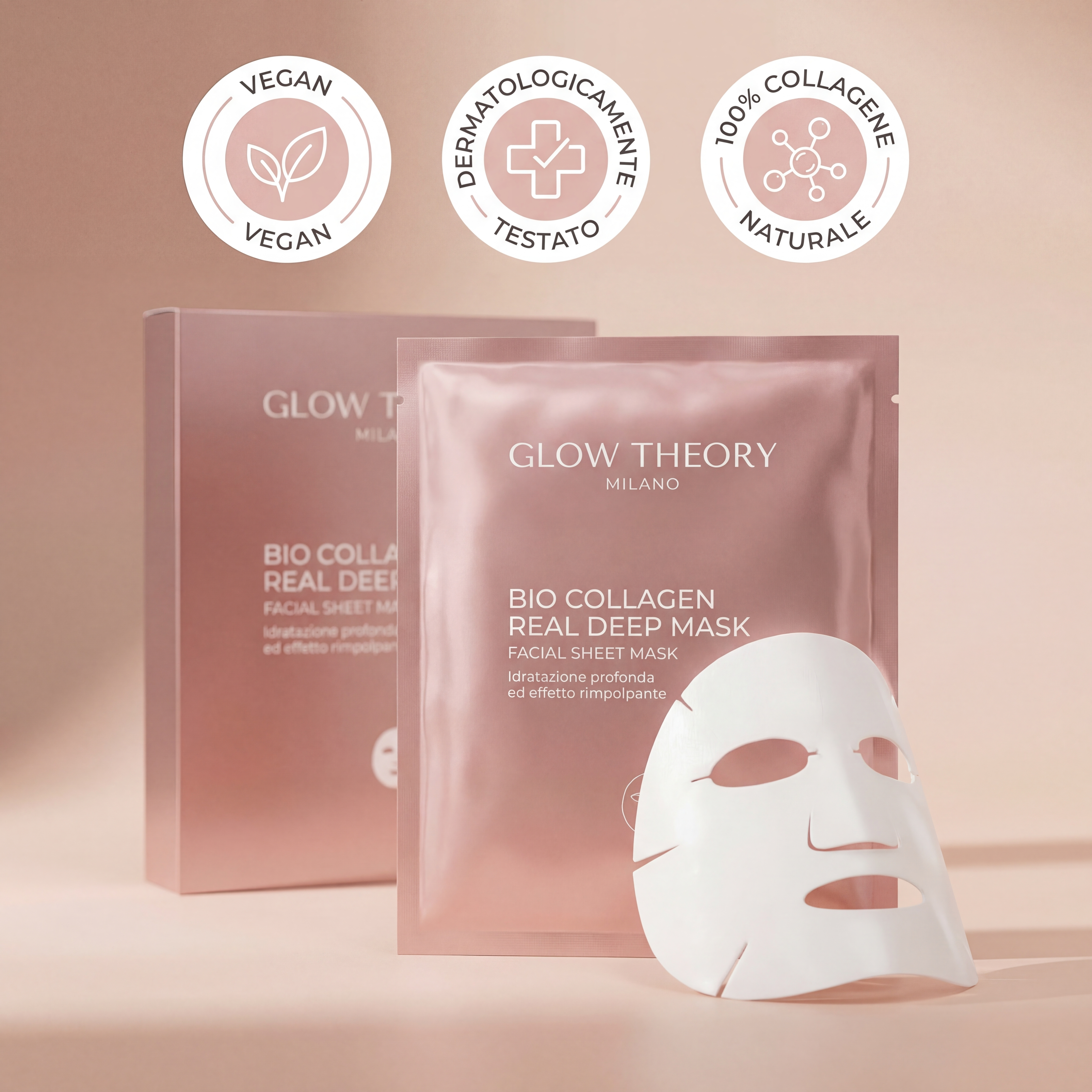 Maschera Viso al Collagene - 1 Pack contiene 4 maschere